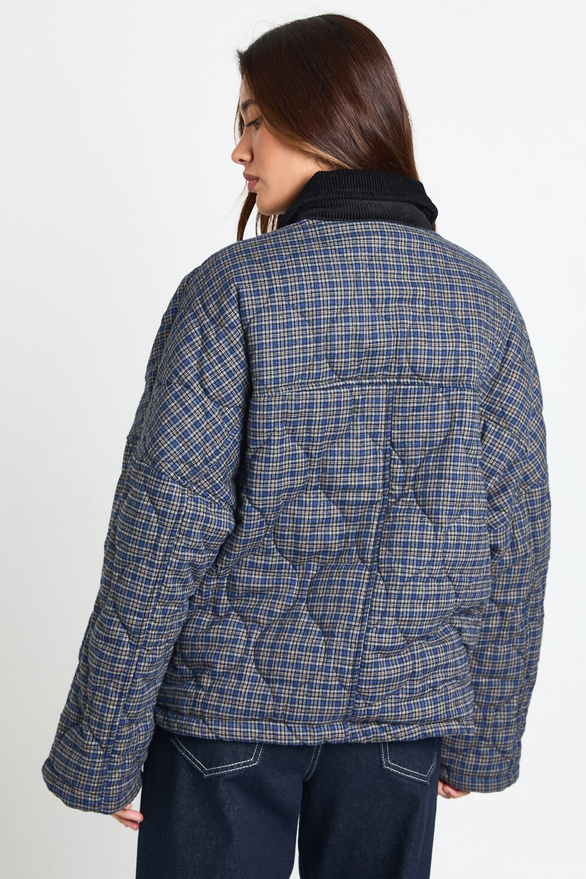 Check Quilted Padded Jacket - Image 2