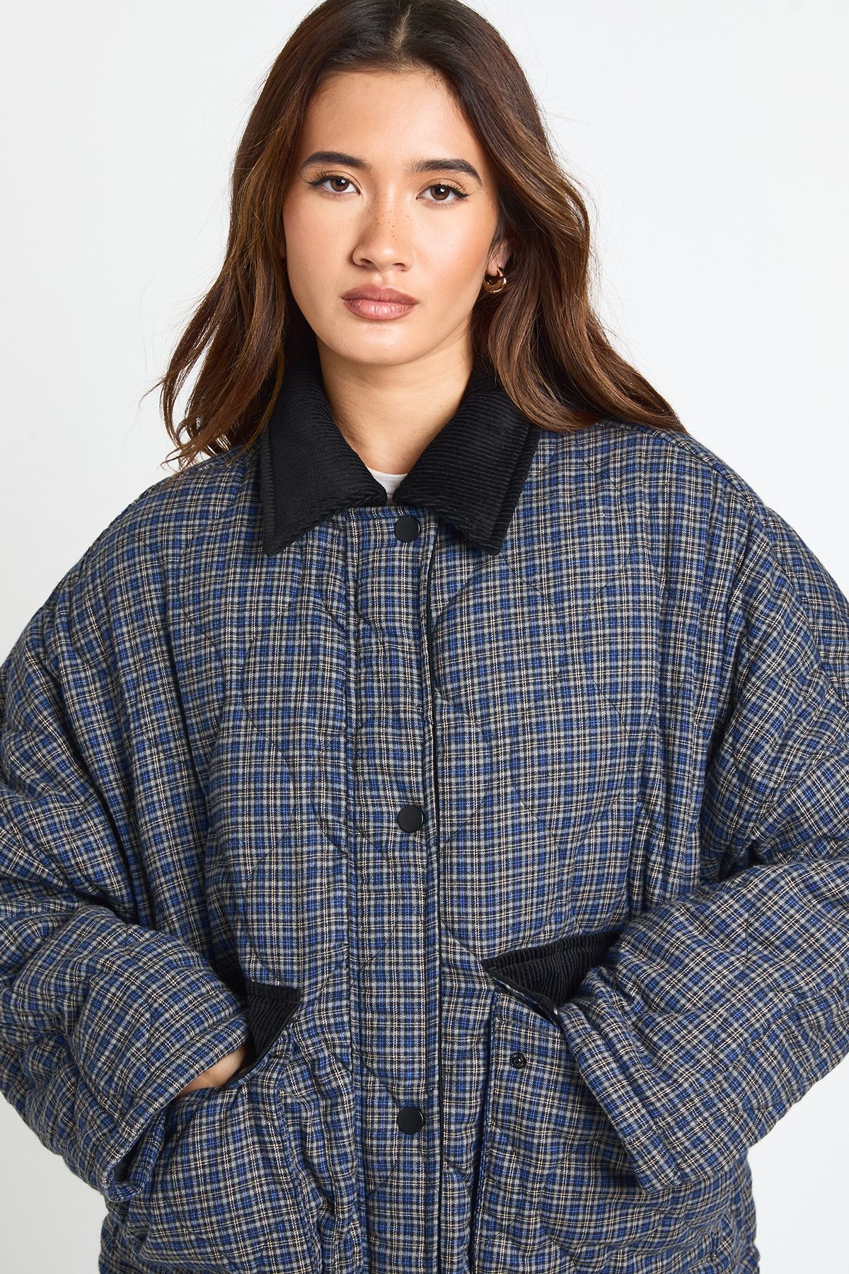 Check Quilted Padded Jacket - Image 4