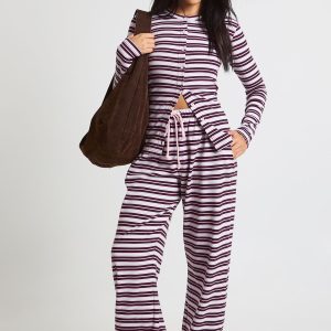 Stripe Rib Drawcord Trouser