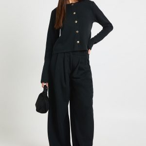 Textured Wide Leg Trouser
