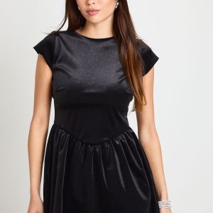 Velvet Full Skirt Backless Mini Dress
