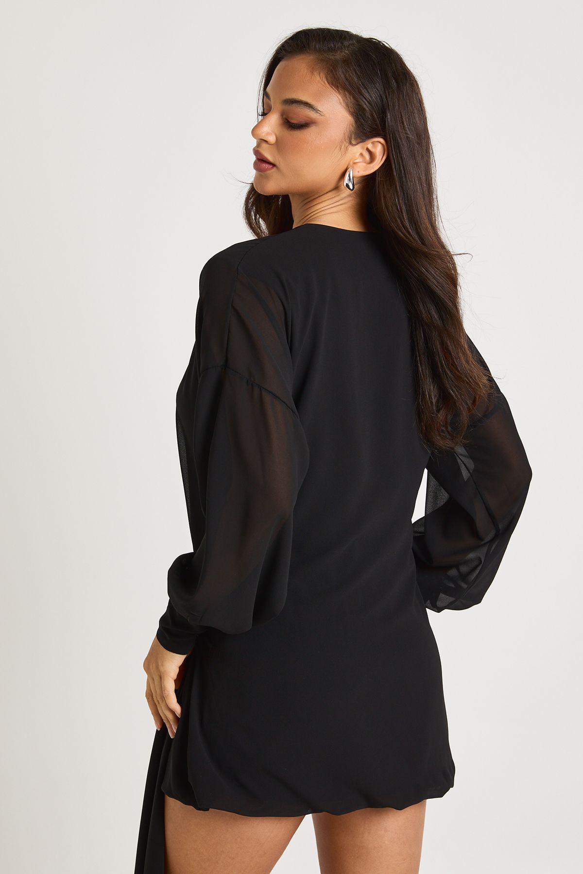 Long Sleeve Wrap Mini Dress - Image 2
