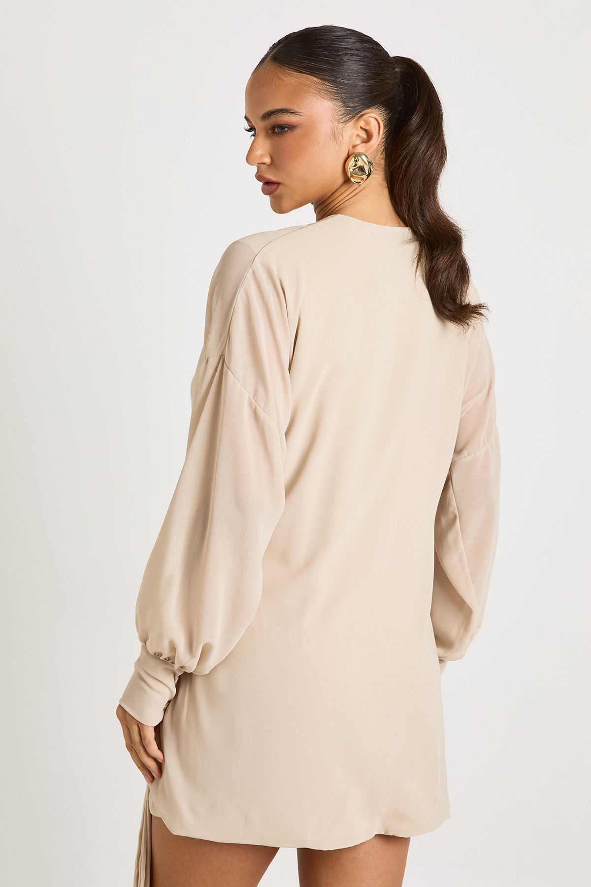 Long Sleeve Wrap Mini Dress - Image 2