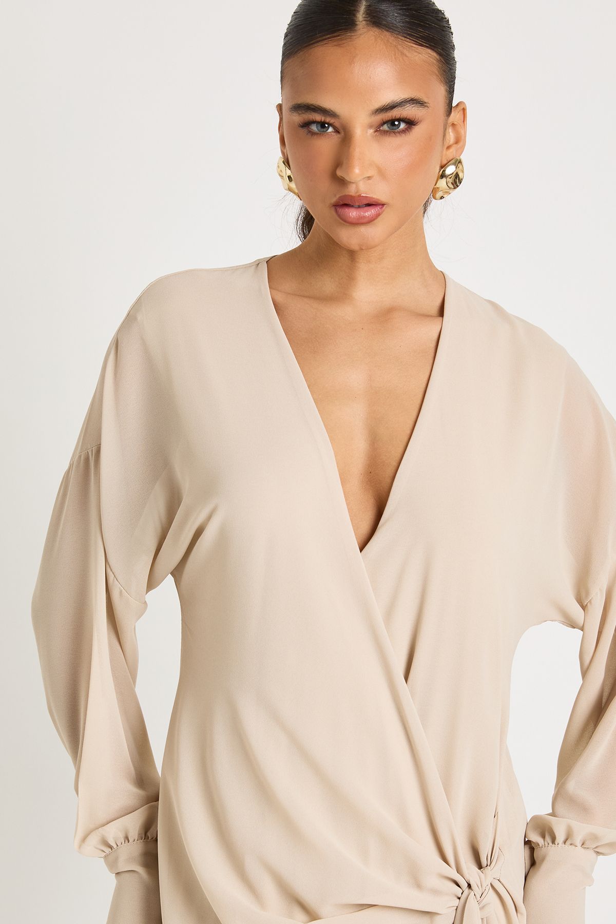 Long Sleeve Wrap Mini Dress - Image 4