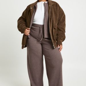 Plus Knitted Rib Wide Leg Jogger