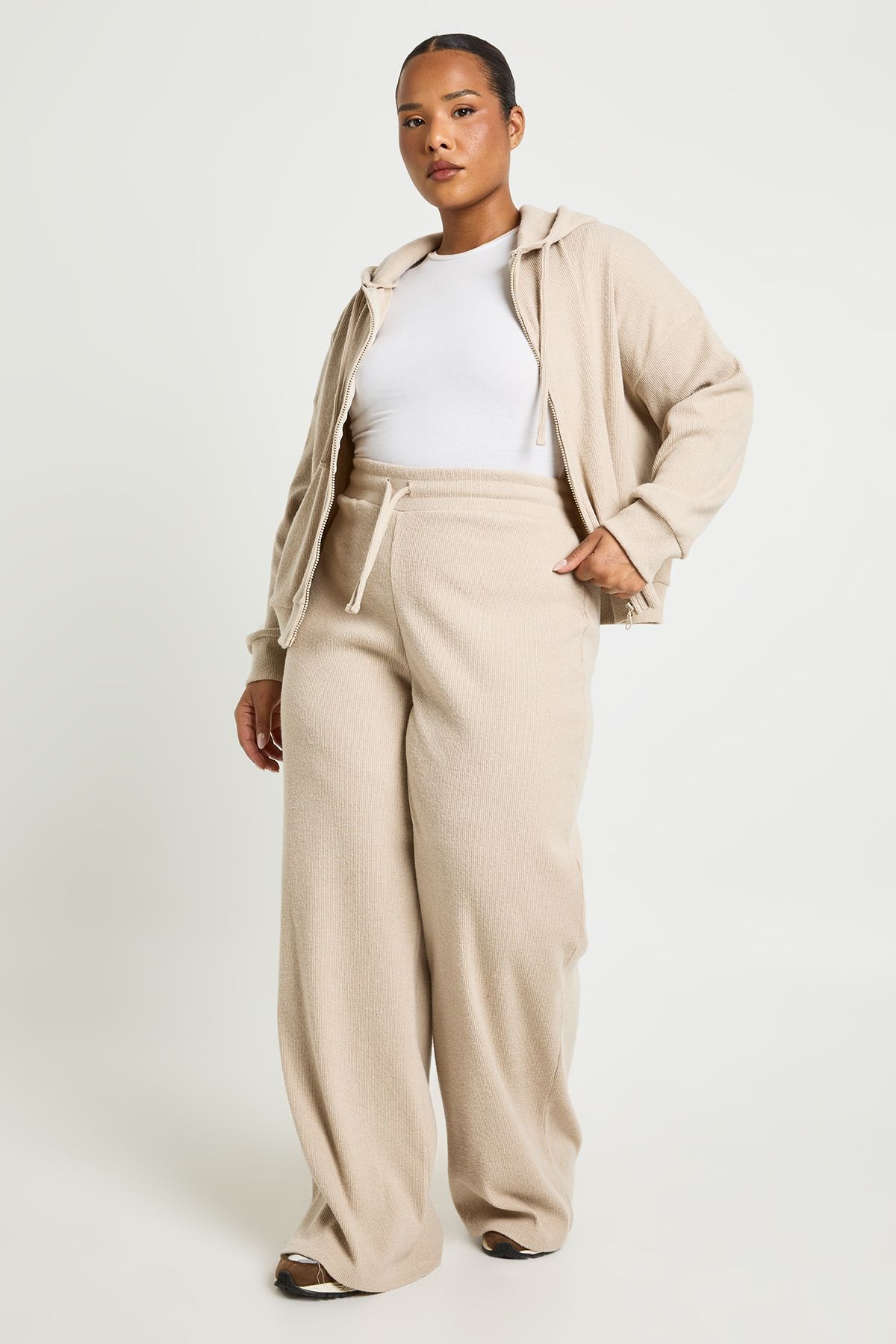 Plus Knitted Rib Wide Leg Jogger - Image 3