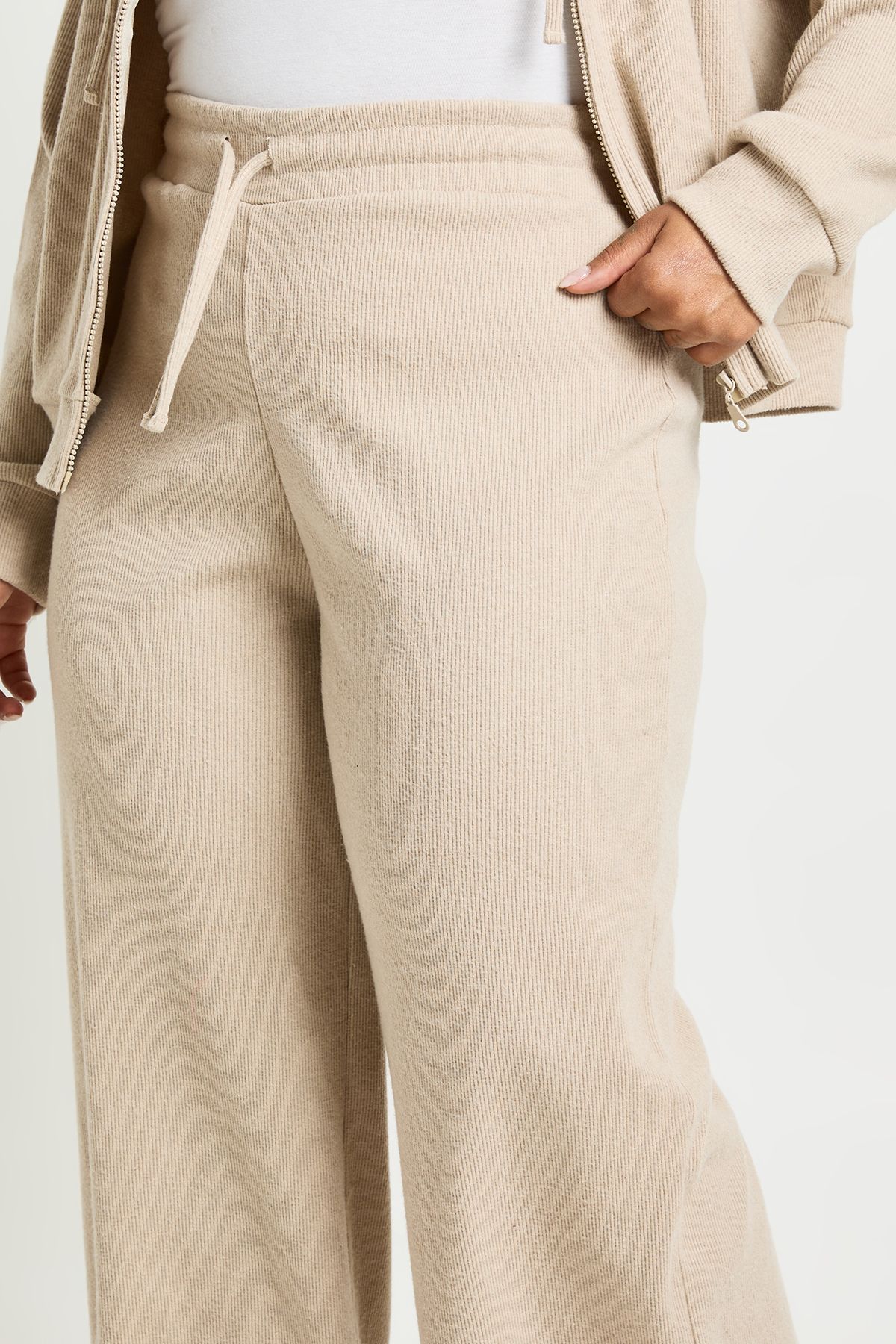 Plus Knitted Rib Wide Leg Jogger - Image 4