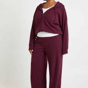 Plus Knitted Rib Wide Leg Jogger