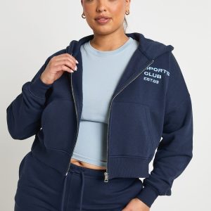 Plus Sports Club Zip Through Hoodie