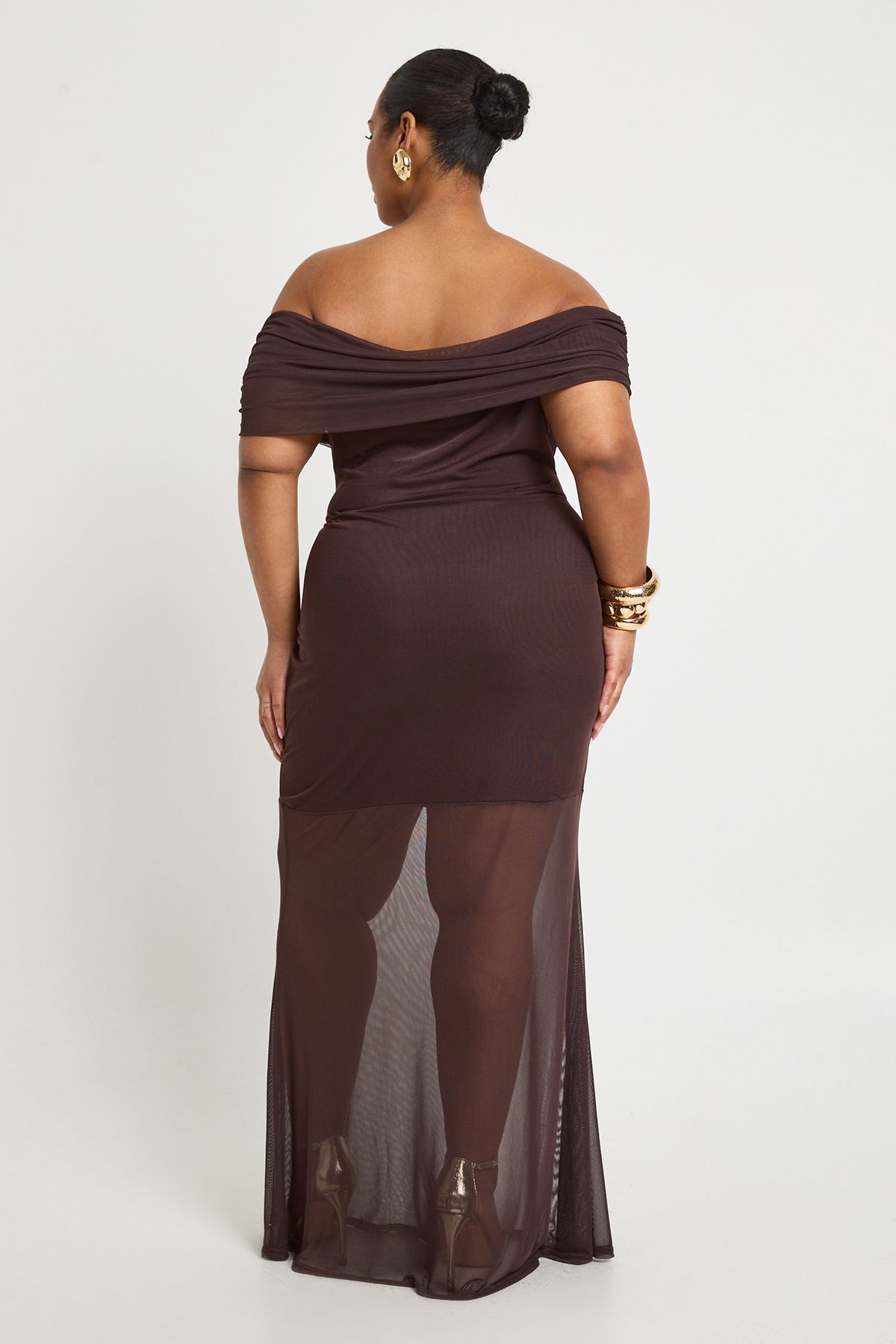 Plus Bardot Ruched Body Midaxi Dress - Image 2