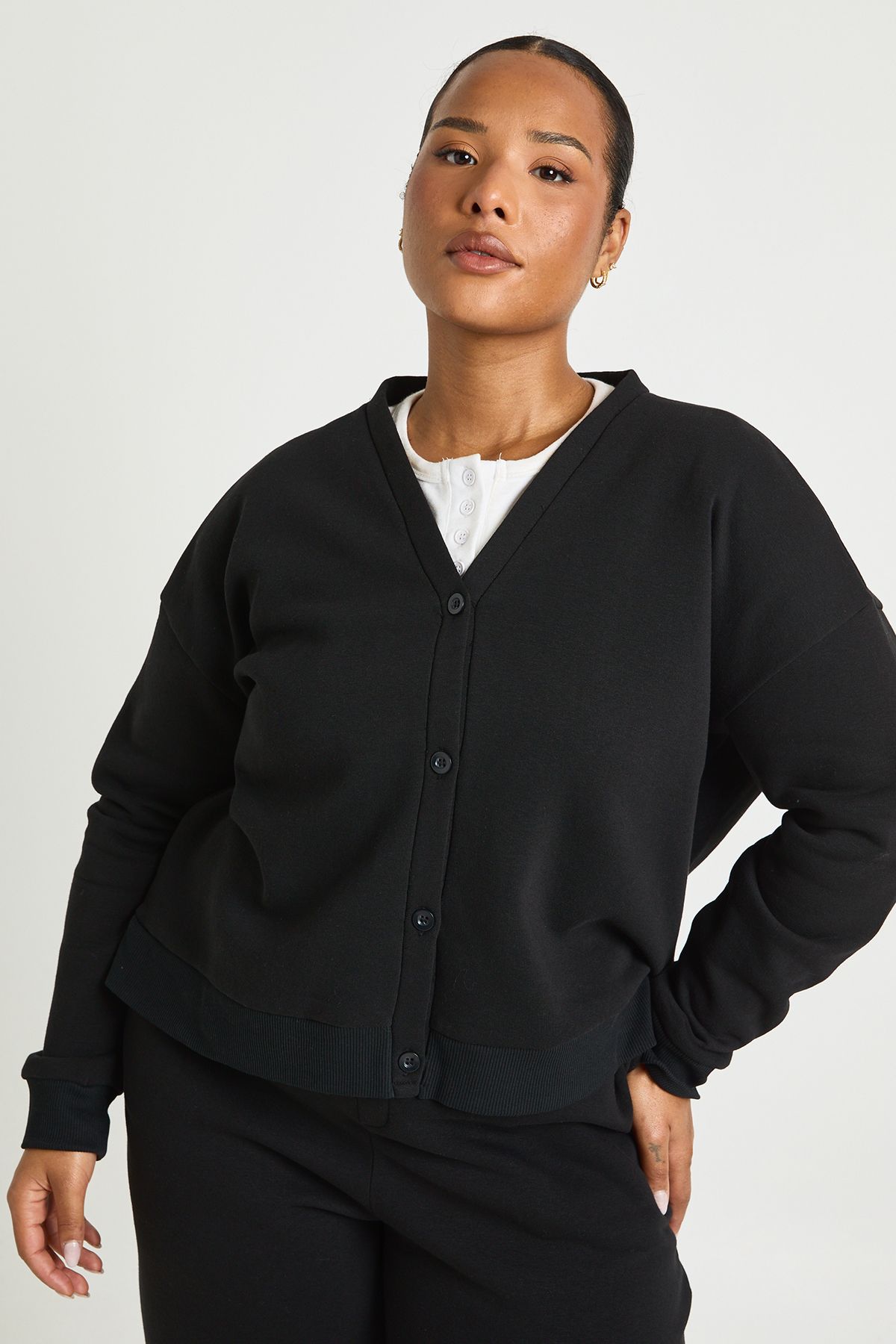 Plus Button Down Oversized Cardigan