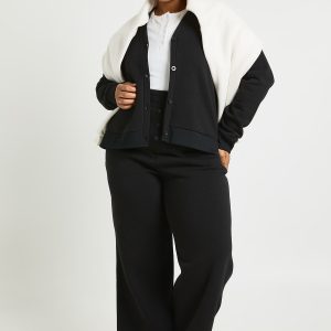 Plus Button Detail Wide Leg Joggers