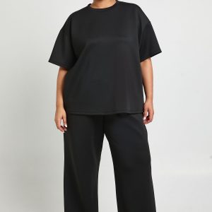 Plus Interlock Wide Leg Joggers