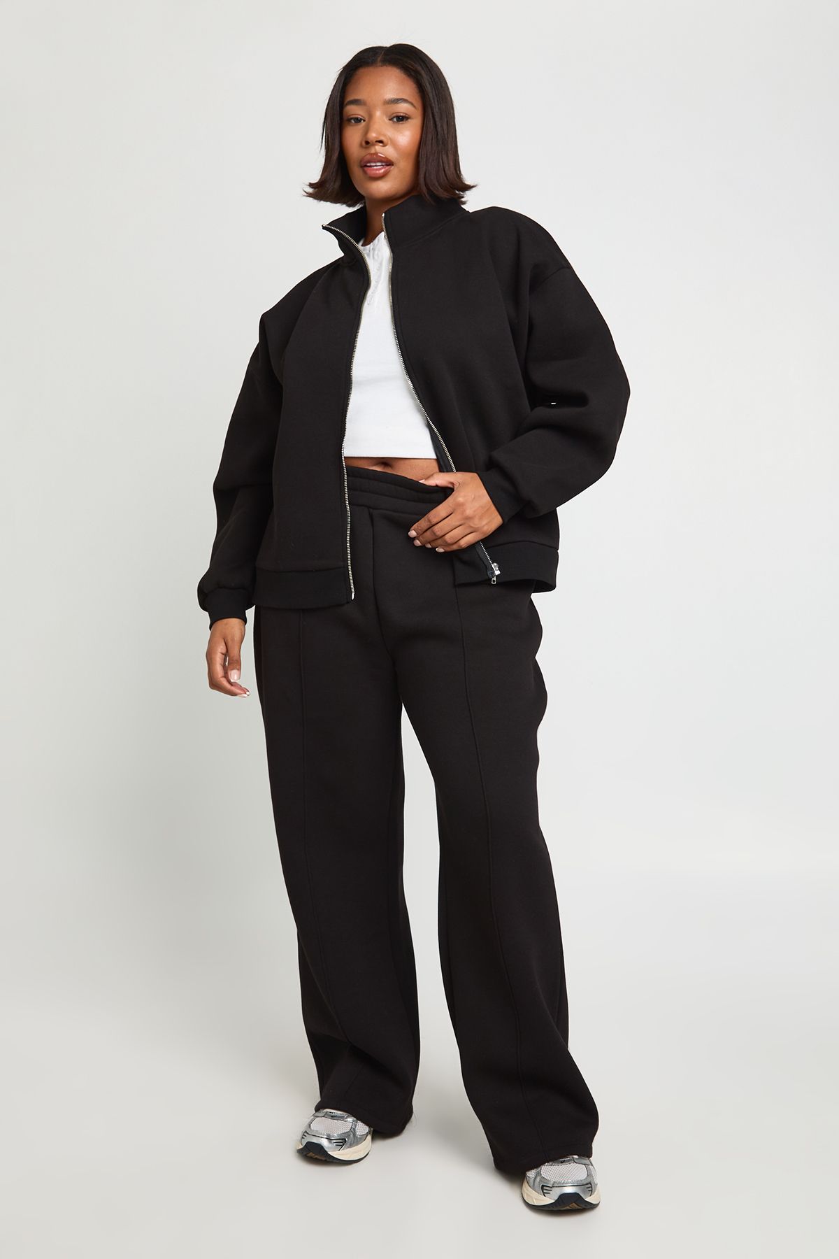 Plus Funnel Neck Zip Up Sweatshirt - Image 3
