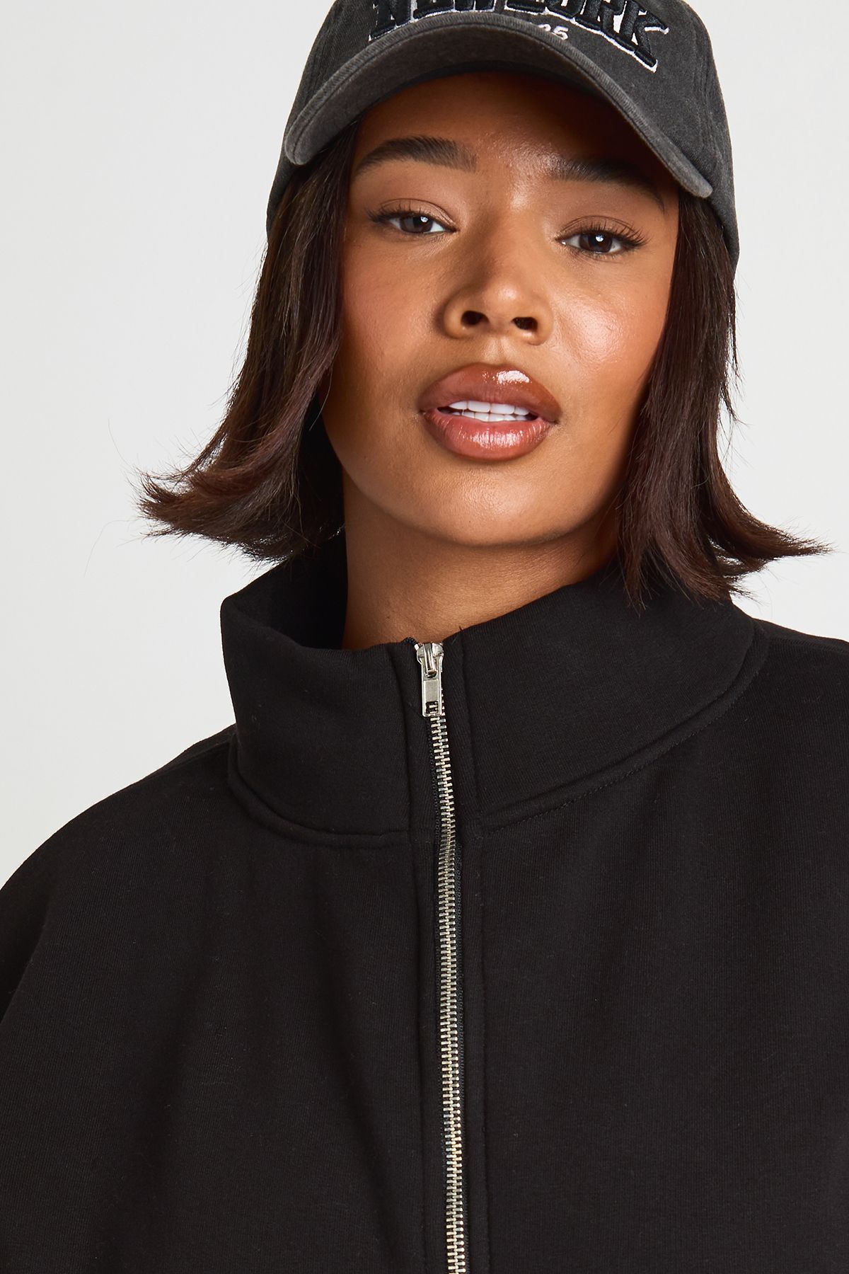 Plus Funnel Neck Zip Up Sweatshirt - Image 4