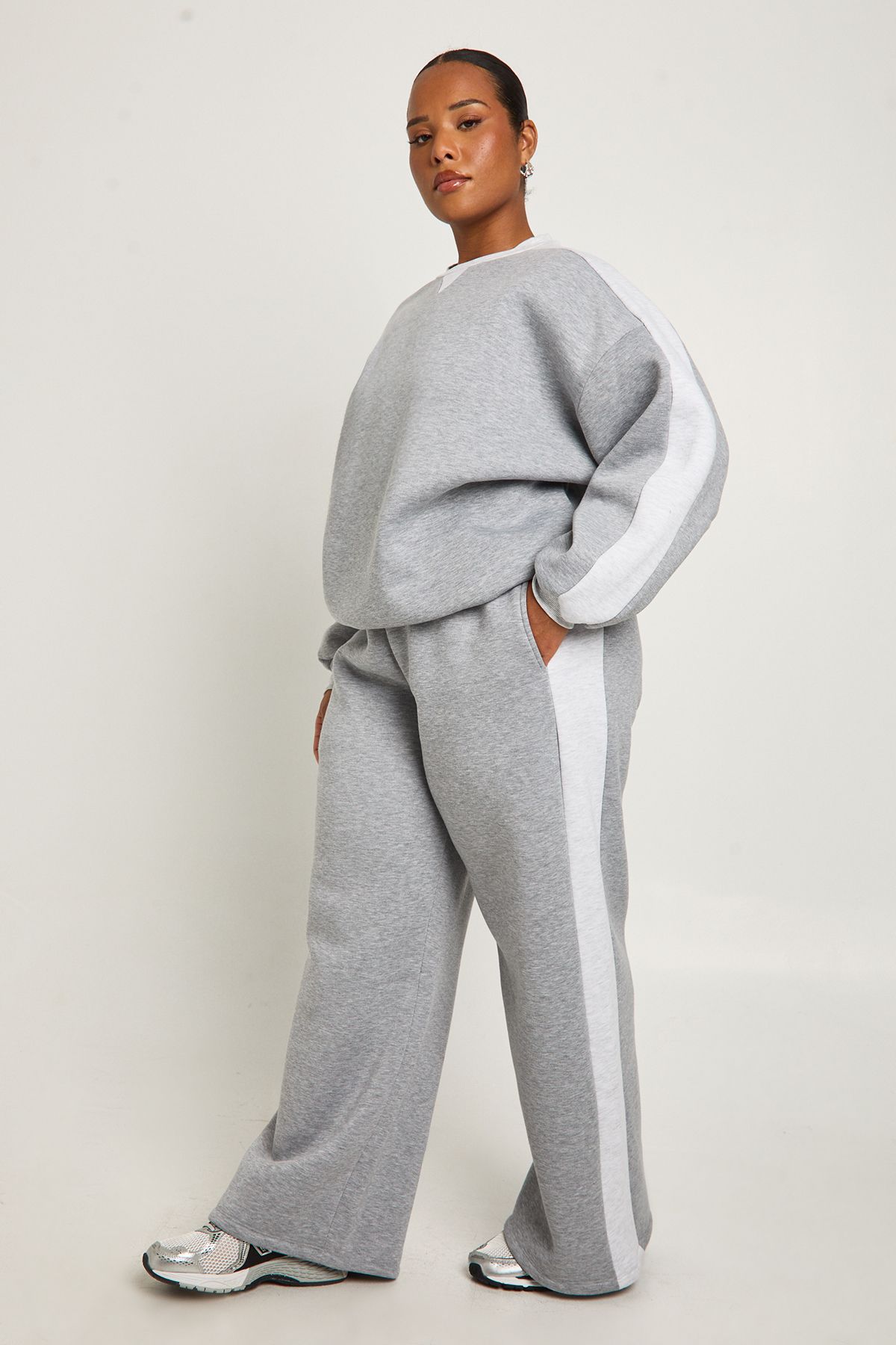Plus Side Contrast Wide Leg Joggers