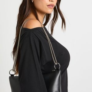 Slouchy Chain Detail Shoulder Bag
