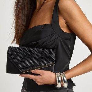 Satin Ruched Clutch Bag