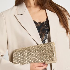 Hot Fix Embellished Structured Clutch Bag