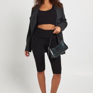 Double Layer Fold Over Waist Capri Legging