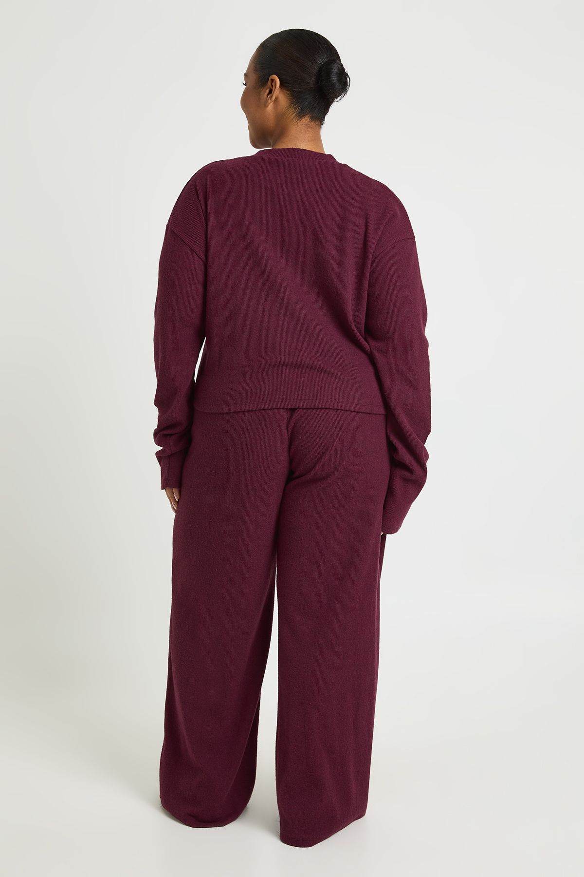 Plus Ribbed Wide Leg Trouser - Image 2