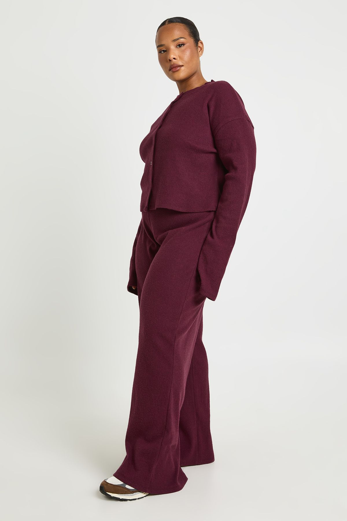 Plus Ribbed Wide Leg Trouser - Image 3