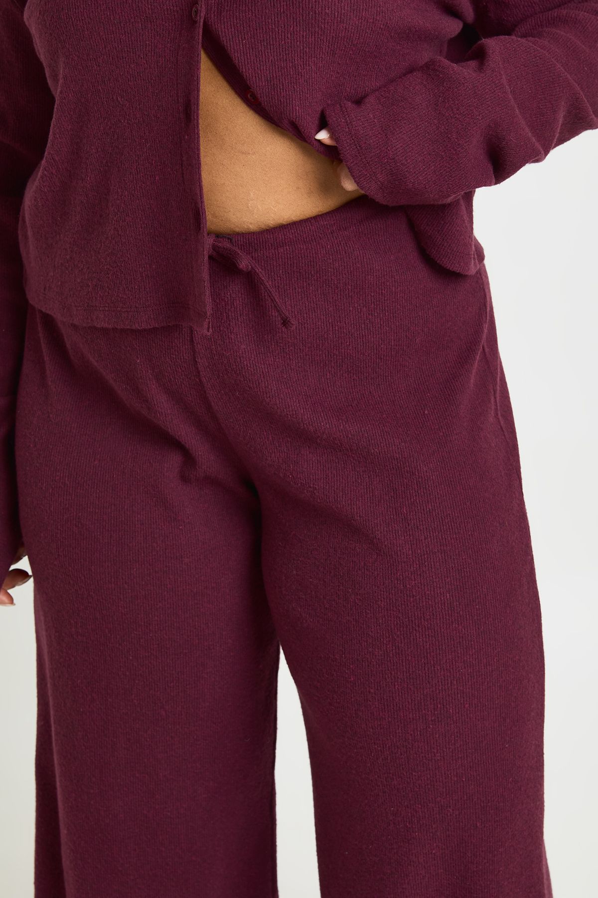 Plus Ribbed Wide Leg Trouser - Image 4