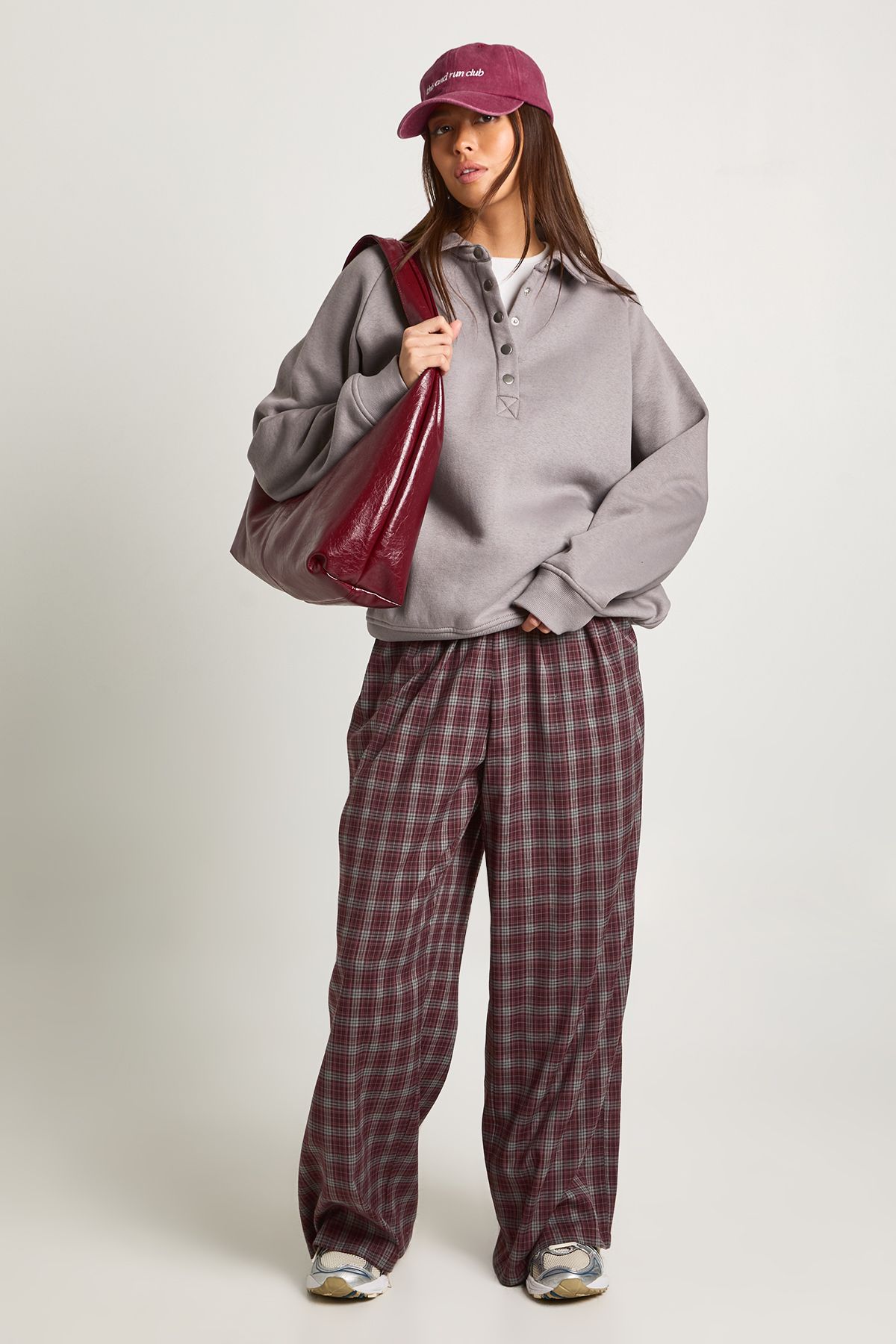 Collared Popper Oversized Washed Sweatshirt - Image 3