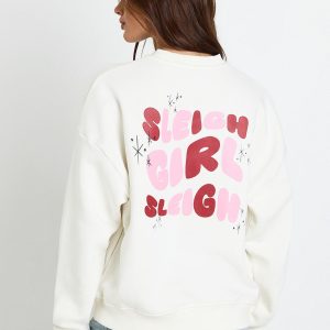 Sleigh Girl Printed Oversized Sweatshirt