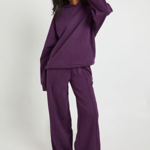 Oversized Hoodie And Pintuck Straight Leg Jogger Tracksuit
