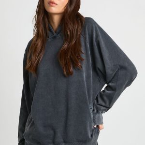 Washed Raglan Seam Oversized Hoodie