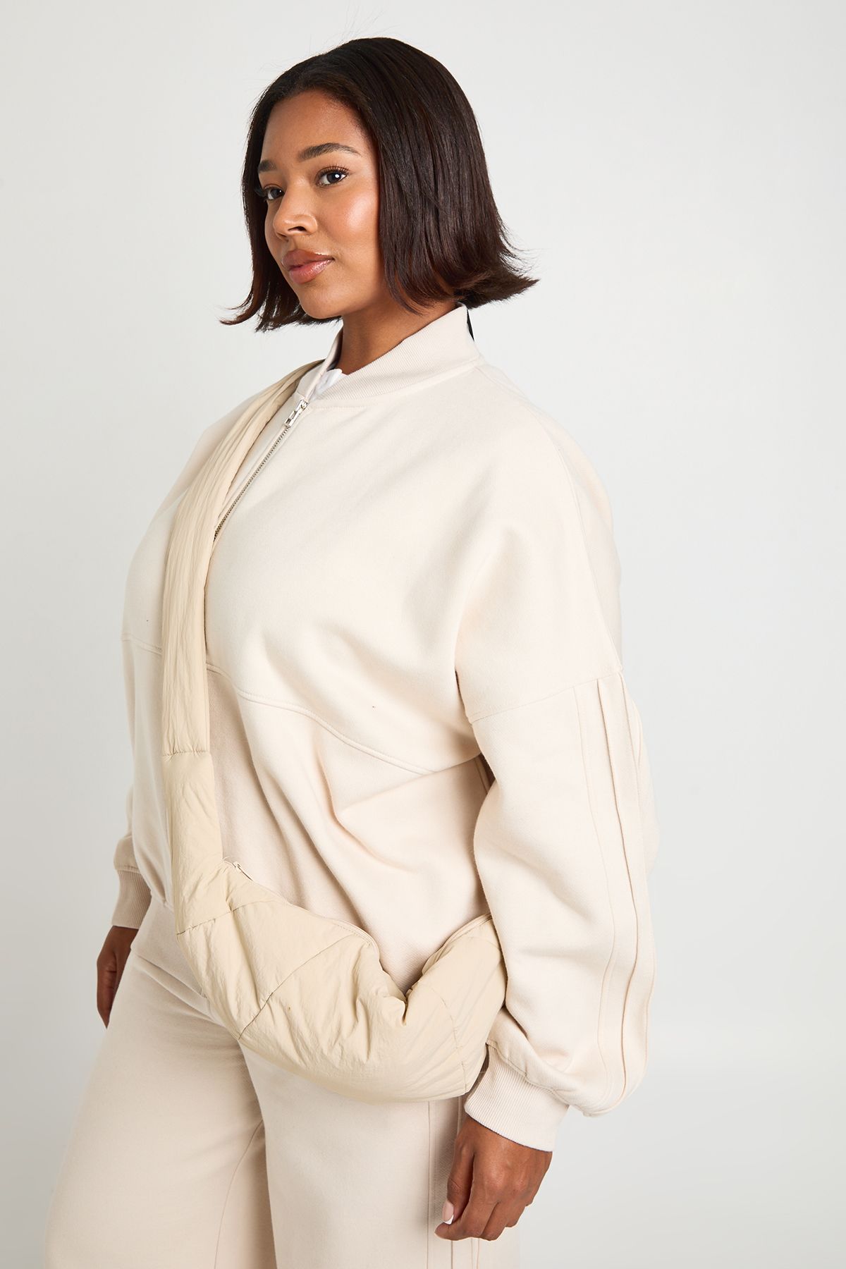 Plus Pintuck Detail Oversized Bomber Jacket