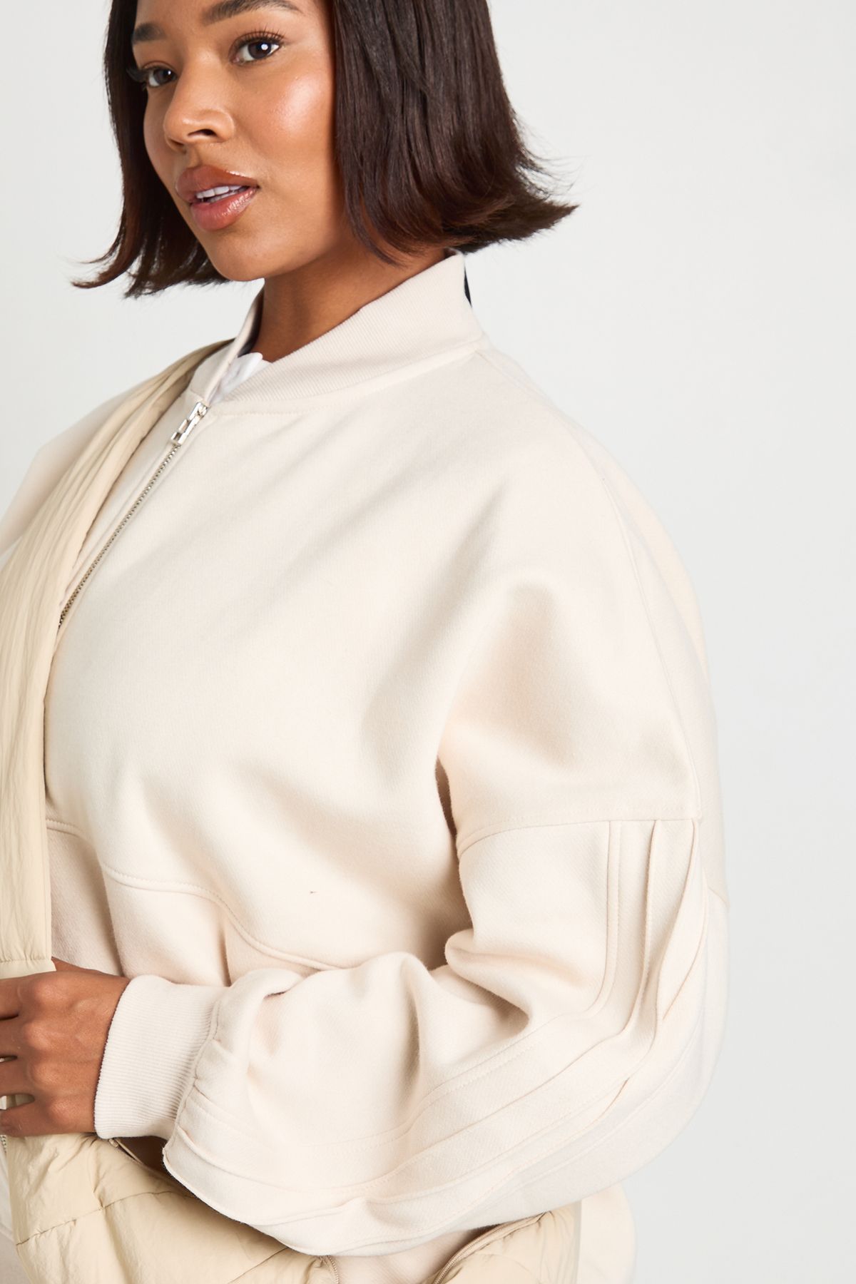 Plus Pintuck Detail Oversized Bomber Jacket - Image 4