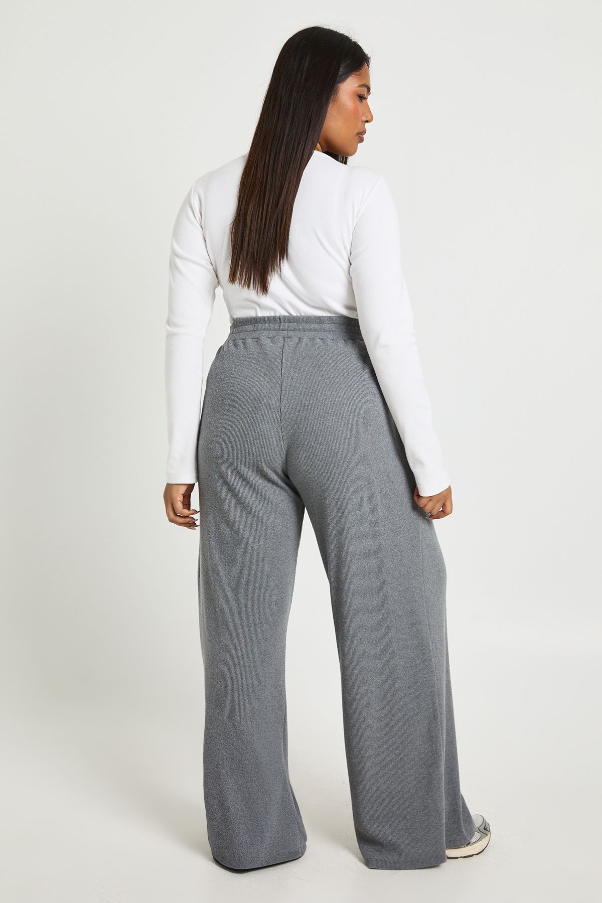 Plus Knitted Cord Wide Leg Pleated Balloon Joggers - Image 2