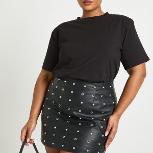 Plus Shoulder Pad Knot Detail T-shirt
