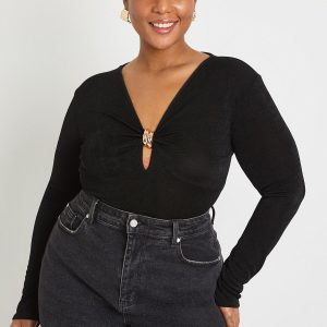 Plus Gold Trim Keyhole Bodysuit