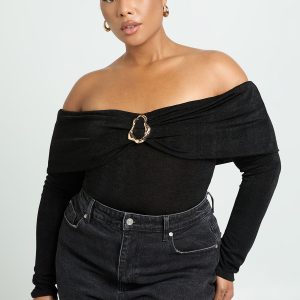 Plus Trim Detail Bardot Bodysuit