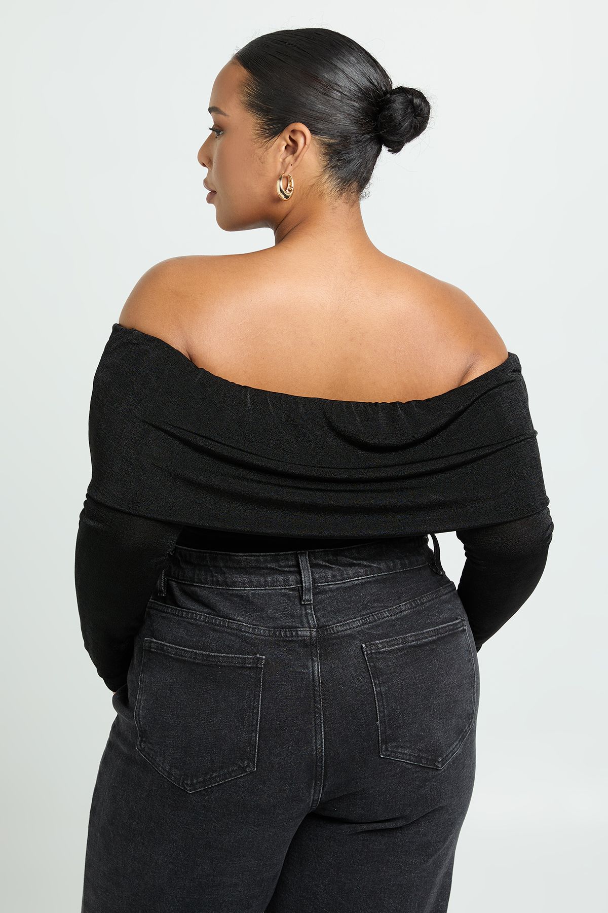 Plus Trim Detail Bardot Bodysuit - Image 2