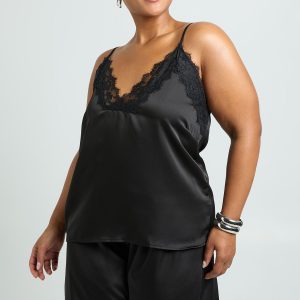 Plus Lace Trim Cami Top