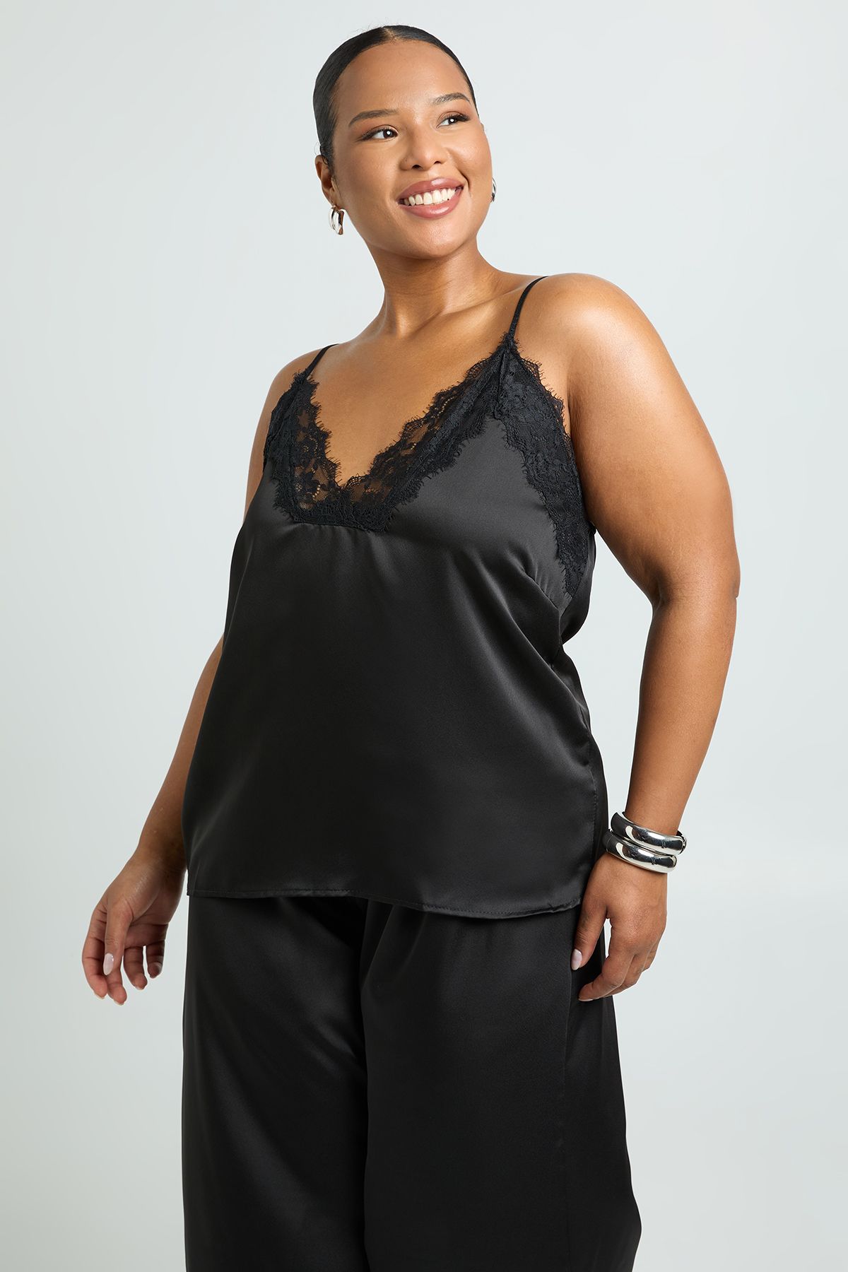 Plus Lace Trim Cami Top