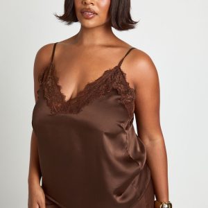 Plus Lace Trim Cami Top