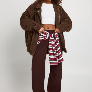 Textured Bubble Hem Wide Leg Trouser