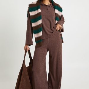 Crinkle Rib Henley Button Shirt & Trouser Co Ord