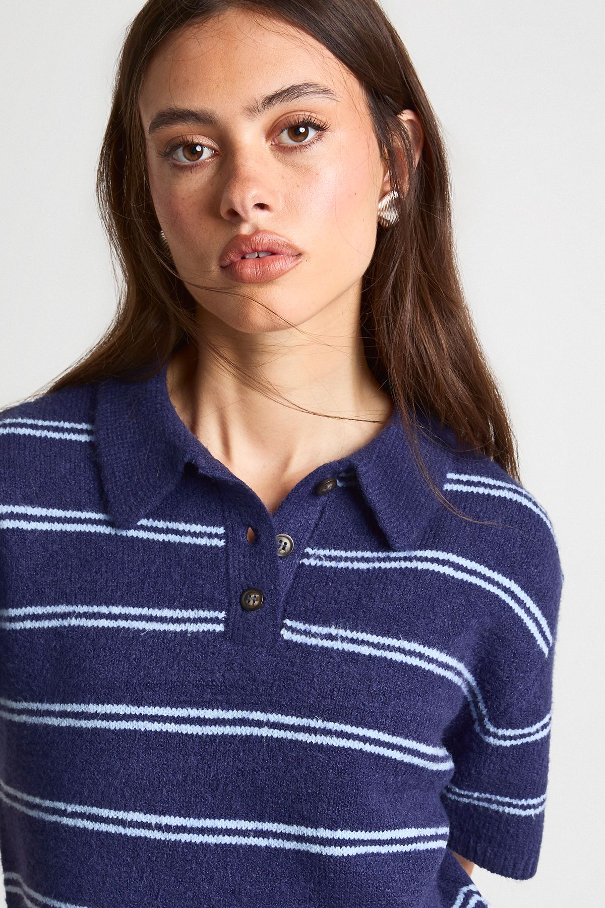 Stripe Collared Oversized Knitted Top - Image 4
