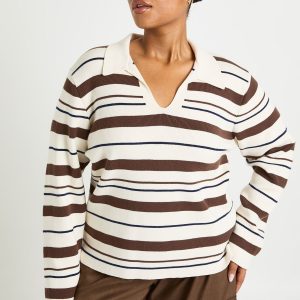 Plus Collared Compact Knit Rugby Jumper