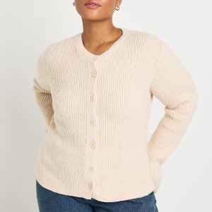 Plus Cinched Button Down Soft Cardigan