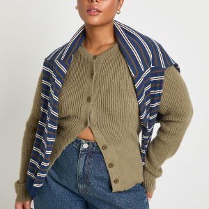 Plus Cinched Button Down Soft Cardigan