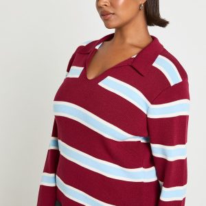 Plus Collared Compact Knit Rugby Jumper