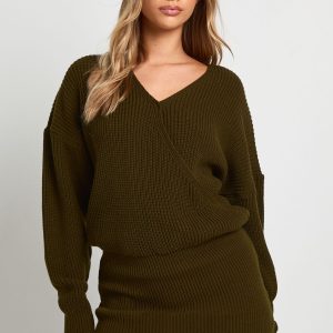 Wrap Front Knitted Mini Dress