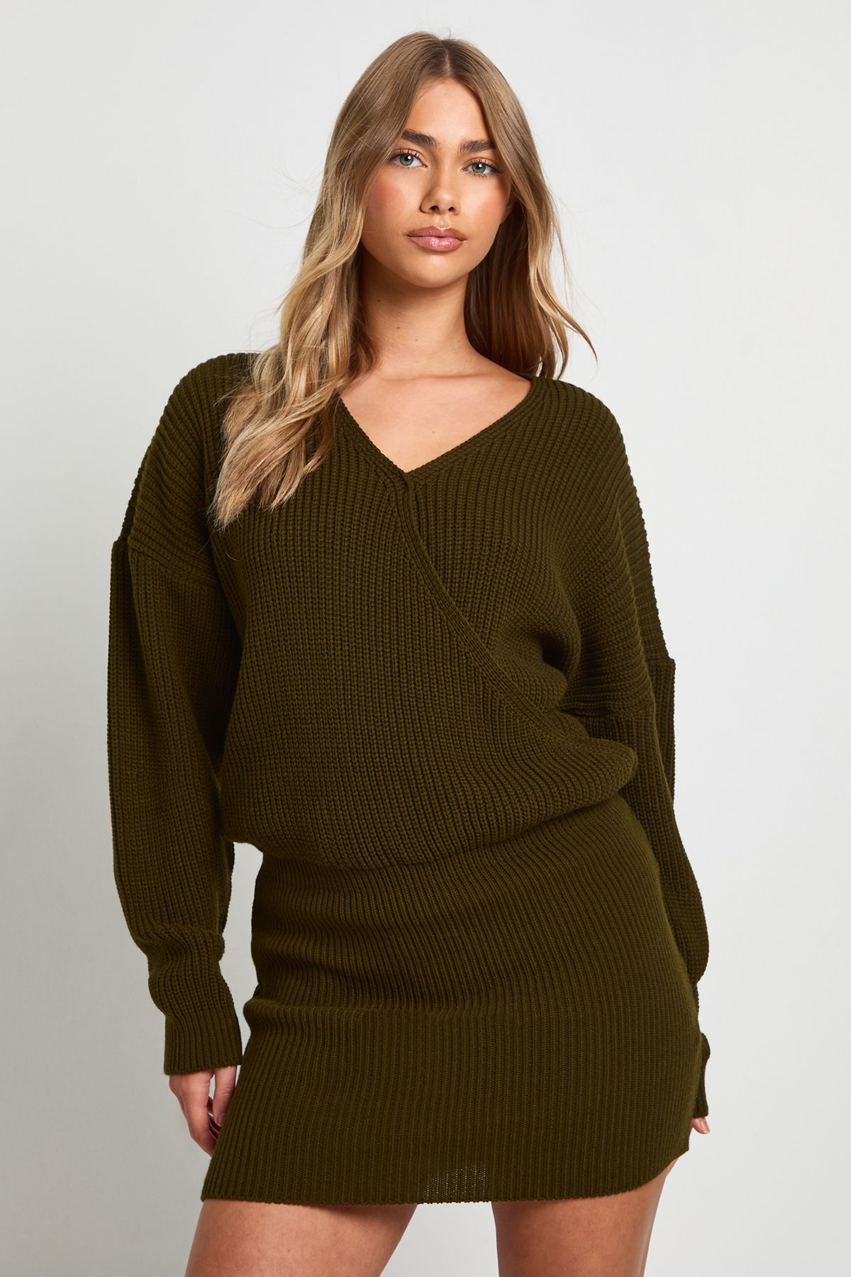 Wrap Front Knitted Mini Dress